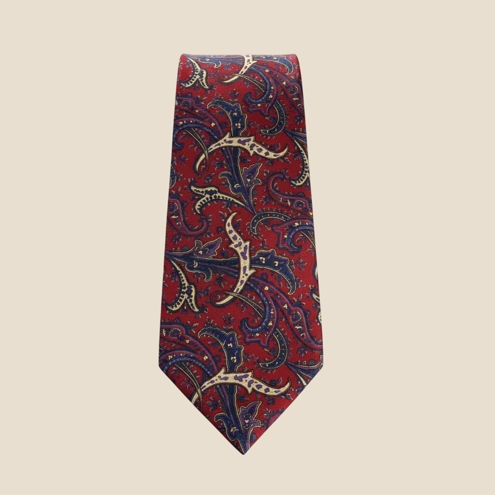 Christian Dior Monsieur Tie Mens Red Paisley Silk Necktie Designer